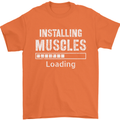 Installing Muscles Loading Gym Training Top Mens T-Shirt Cotton Gildan Orange