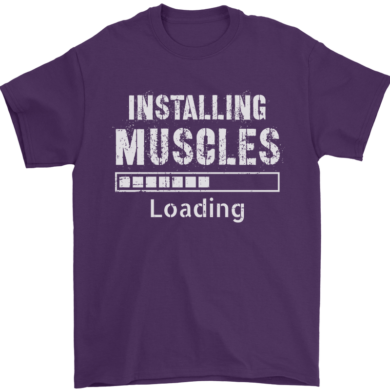 Installing Muscles Loading Gym Training Top Mens T-Shirt Cotton Gildan Purple