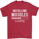 Installing Muscles Loading Gym Training Top Mens T-Shirt Cotton Gildan Red