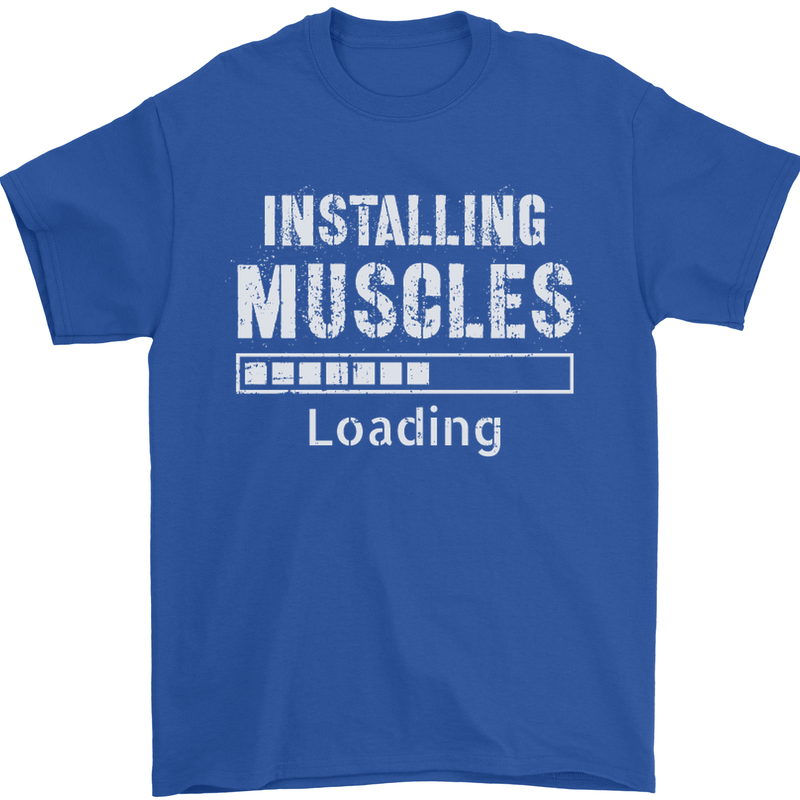 Installing Muscles Loading Gym Training Top Mens T-Shirt Cotton Gildan Royal Blue