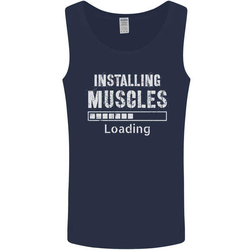 Installing Muscles Loading Gym Training Top Mens Vest Tank Top Navy Blue