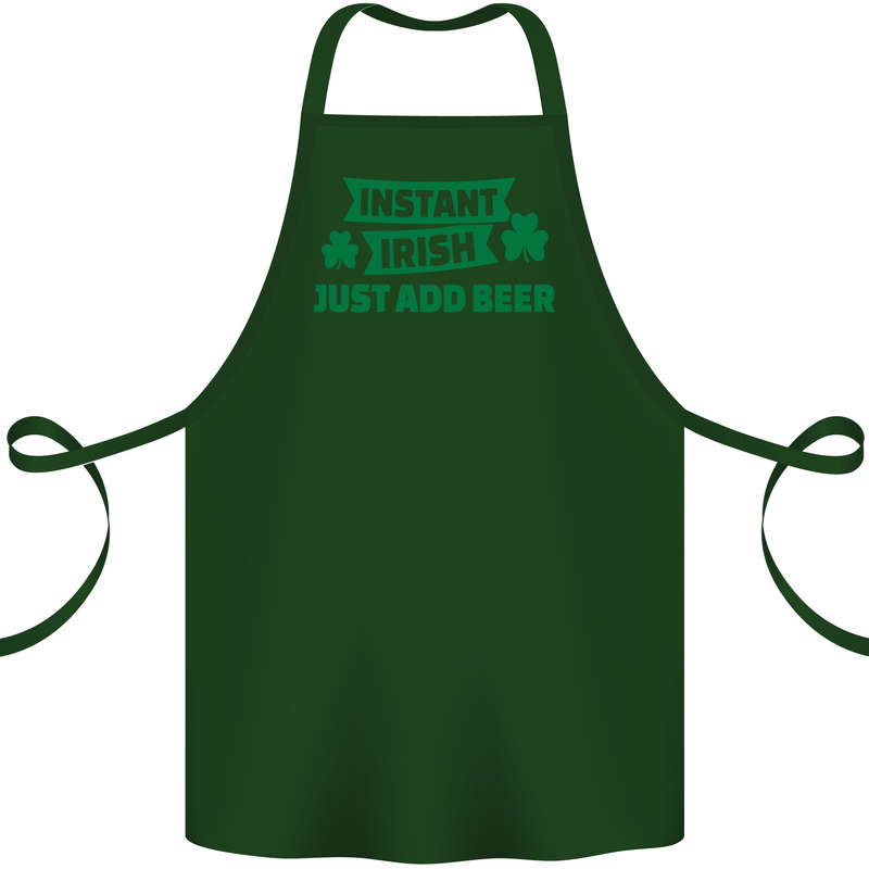 Instant Irish Add Beer St. Patrick's Day Cotton Apron 100% Organic Forest Green