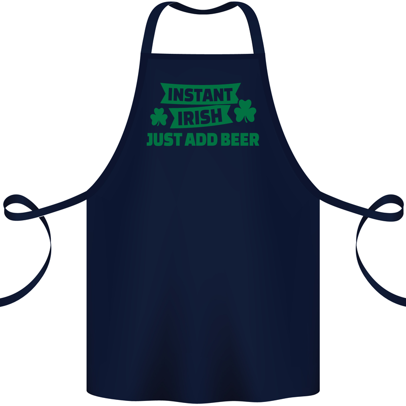 Instant Irish Add Beer St. Patrick's Day Cotton Apron 100% Organic Navy Blue