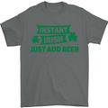 Instant Irish Add Beer St. Patrick's Day Mens T-Shirt Cotton Gildan Charcoal