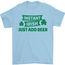 Instant Irish Add Beer St. Patrick's Day Mens T-Shirt Cotton Gildan Light Blue