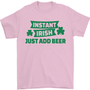 Instant Irish Add Beer St. Patrick's Day Mens T-Shirt Cotton Gildan Light Pink