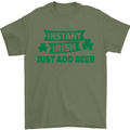 Instant Irish Add Beer St. Patrick's Day Mens T-Shirt Cotton Gildan Military Green