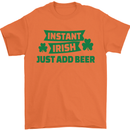 Instant Irish Add Beer St. Patrick's Day Mens T-Shirt Cotton Gildan Orange