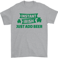 Instant Irish Add Beer St. Patrick's Day Mens T-Shirt Cotton Gildan Sports Grey