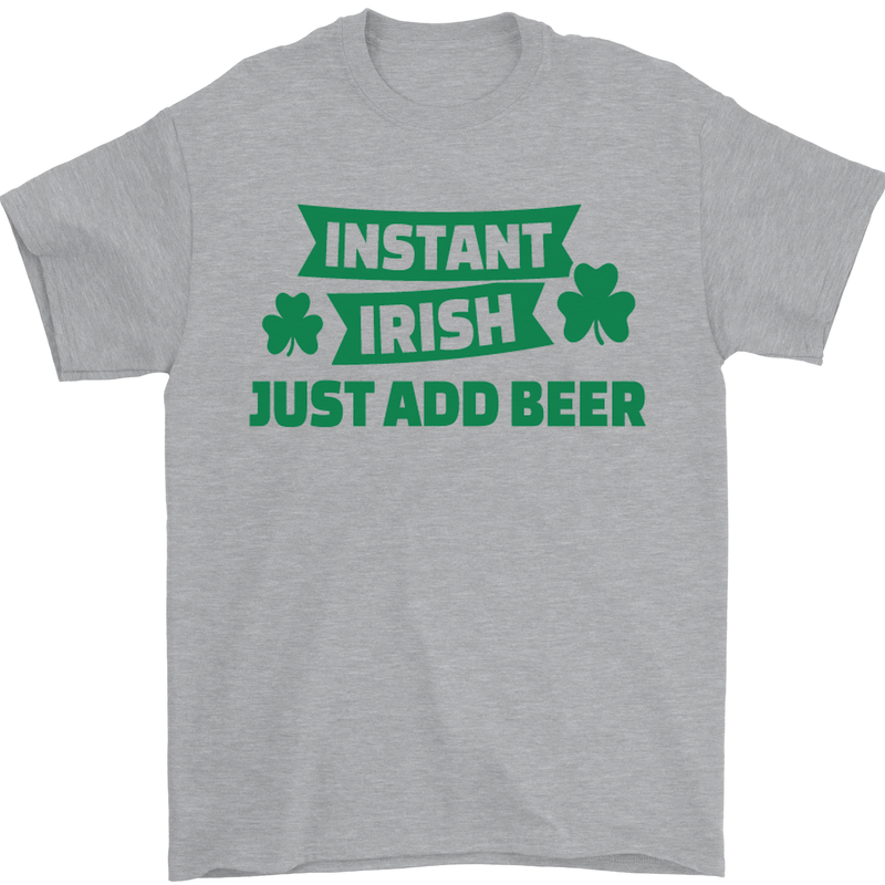 Instant Irish Add Beer St. Patrick's Day Mens T-Shirt Cotton Gildan Sports Grey