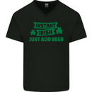 Instant Irish Add Beer St. Patrick's Day Mens V-Neck Cotton T-Shirt Black