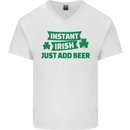 Instant Irish Add Beer St. Patrick's Day Mens V-Neck Cotton T-Shirt White
