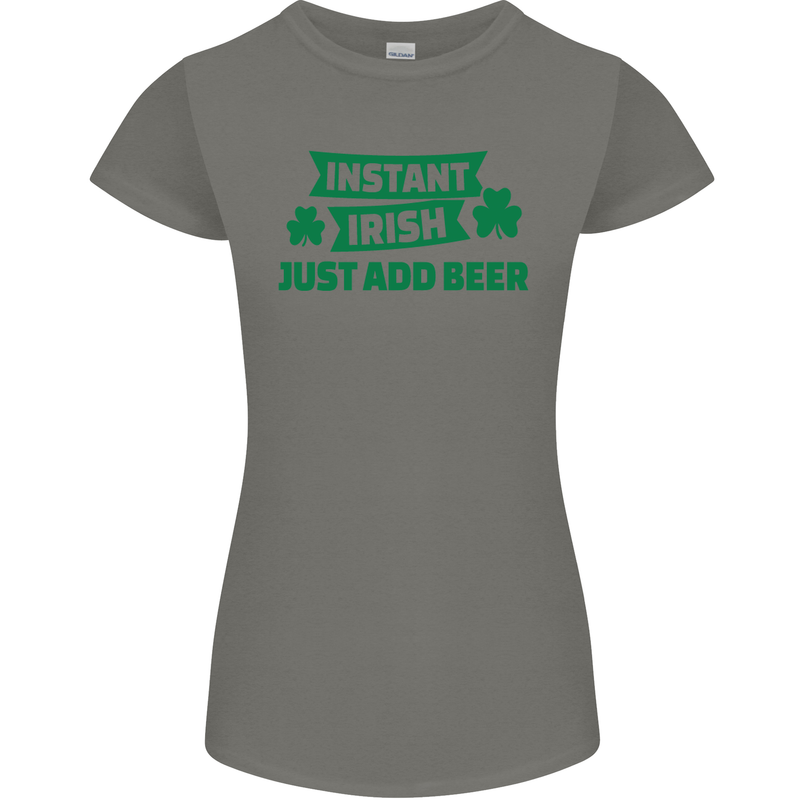 Instant Irish Add Beer St. Patrick's Day Womens Petite Cut T-Shirt Charcoal