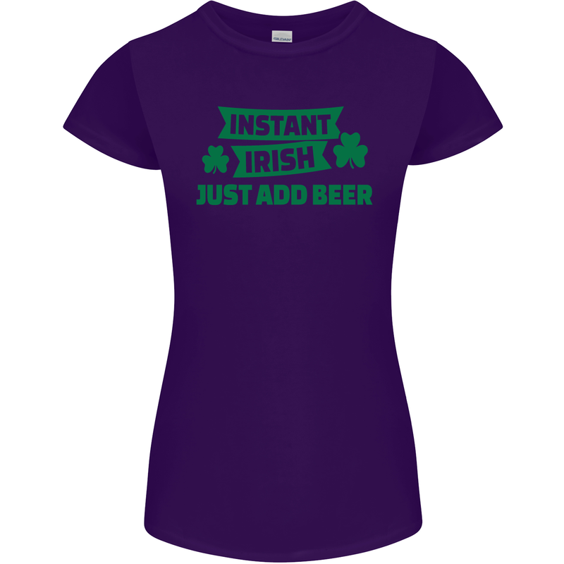 Instant Irish Add Beer St. Patrick's Day Womens Petite Cut T-Shirt Purple