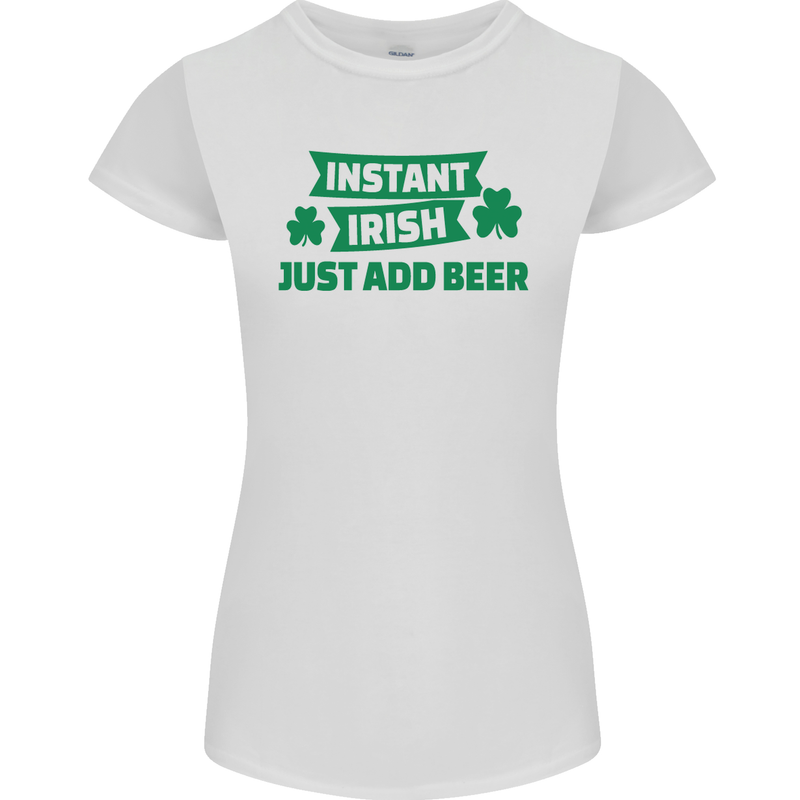 Instant Irish Add Beer St. Patrick's Day Womens Petite Cut T-Shirt White
