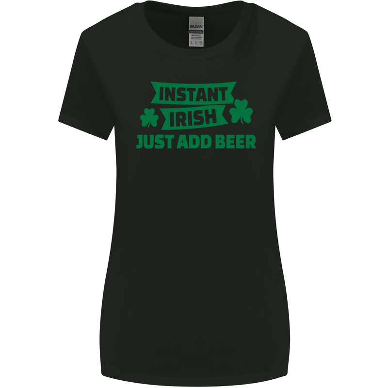 Instant Irish Add Beer St. Patrick's Day Womens Wider Cut T-Shirt Black