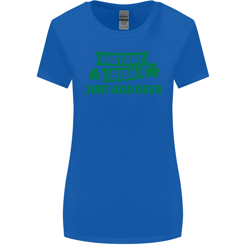 Instant Irish Add Beer St. Patrick's Day Womens Wider Cut T-Shirt Royal Blue
