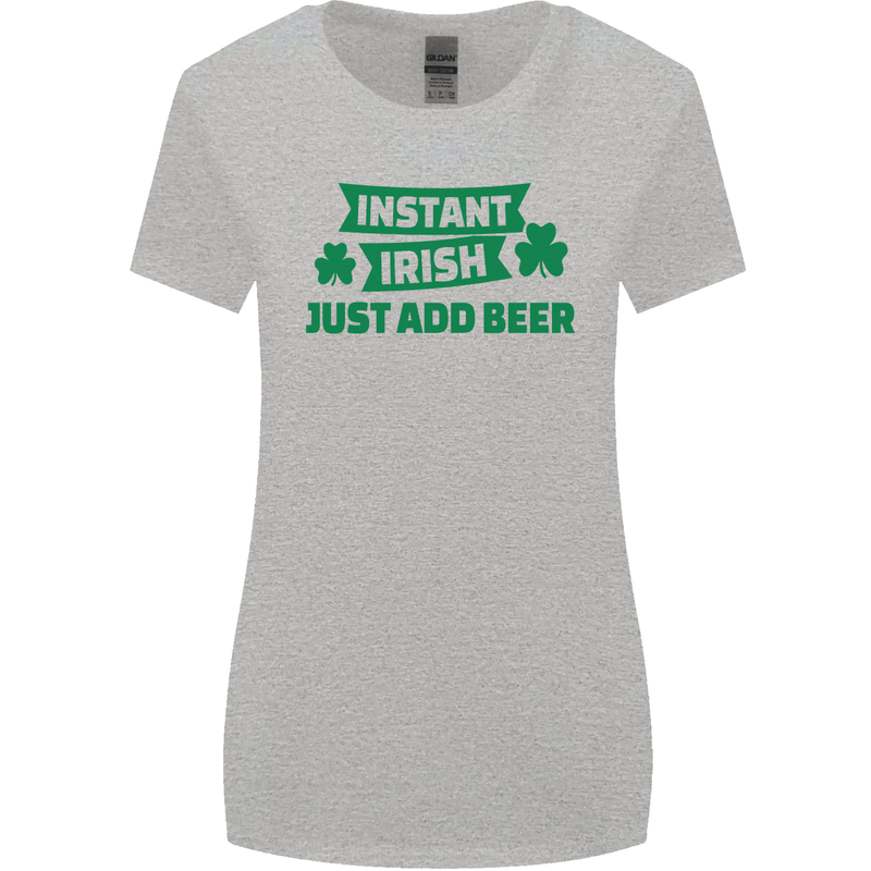 Instant Irish Add Beer St. Patrick's Day Womens Wider Cut T-Shirt Sports Grey