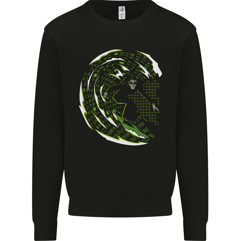 Internet Surfer Funny IT Tecky Teck Geek Nerd Kids Sweatshirt Jumper Black