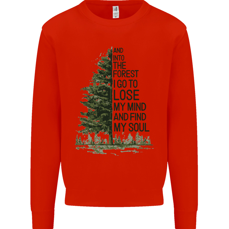 Into the Forest Outdoors Trekking Hiking Kids Sweatshirt Jumper Bright Red