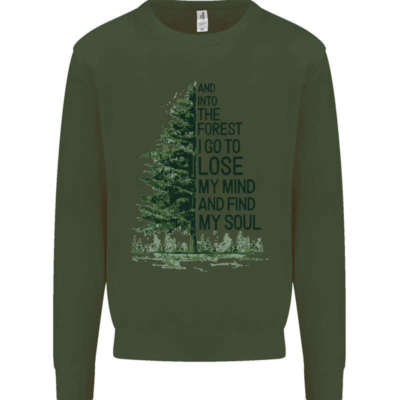 Into the Forest Outdoors Trekking Hiking Kids Sweatshirt Jumper Forest Green