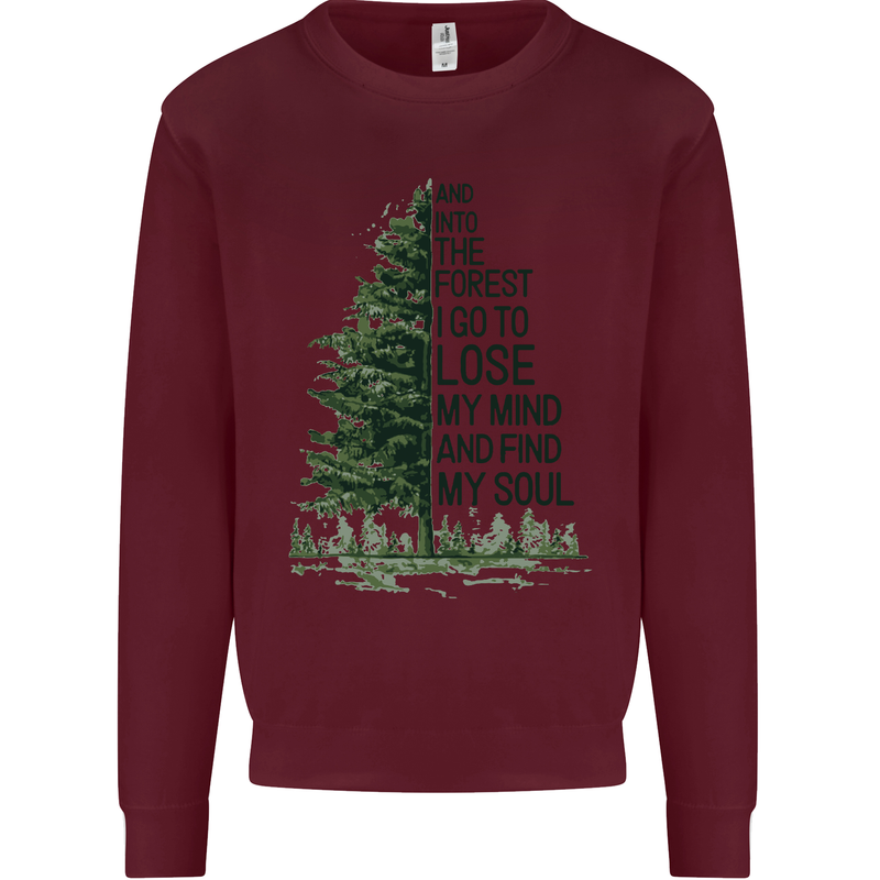 Into the Forest Outdoors Trekking Hiking Kids Sweatshirt Jumper Maroon