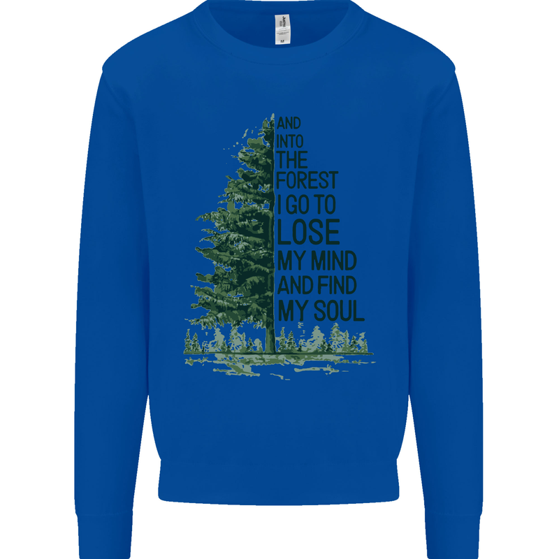 Into the Forest Outdoors Trekking Hiking Kids Sweatshirt Jumper Royal Blue