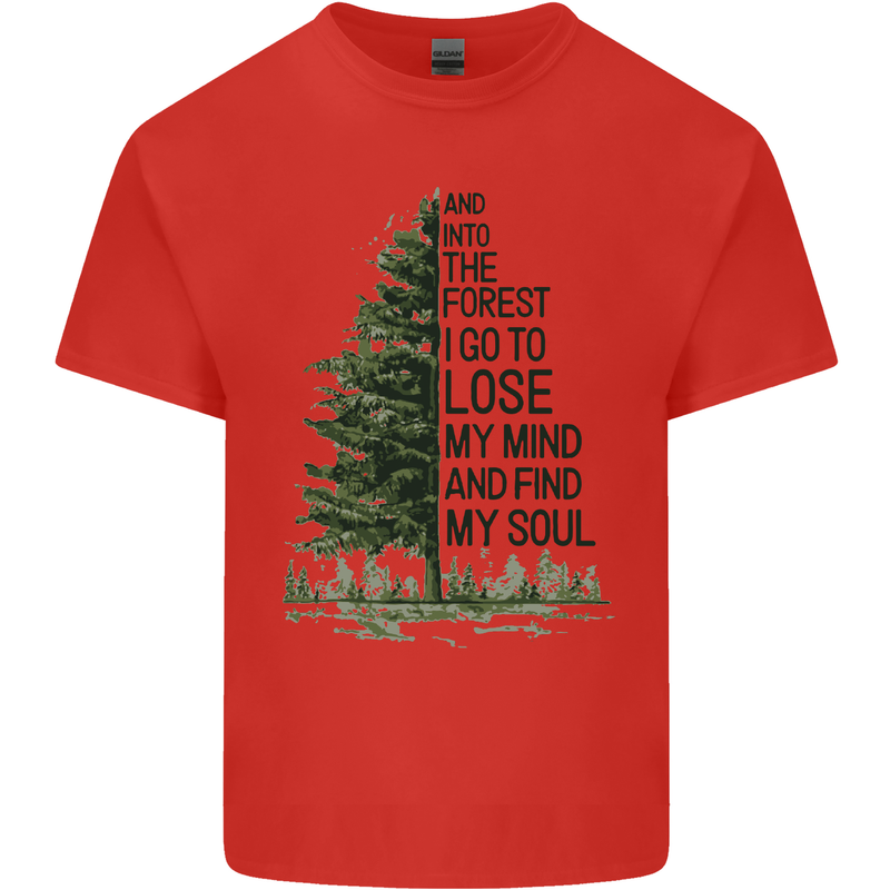 Into the Forest Outdoors Trekking Hiking Kids T-Shirt Childrens Red