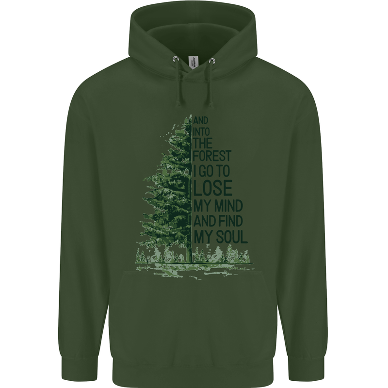 Into the Forest Outdoors Trekking Hiking Mens 80% Cotton Hoodie Forest Green