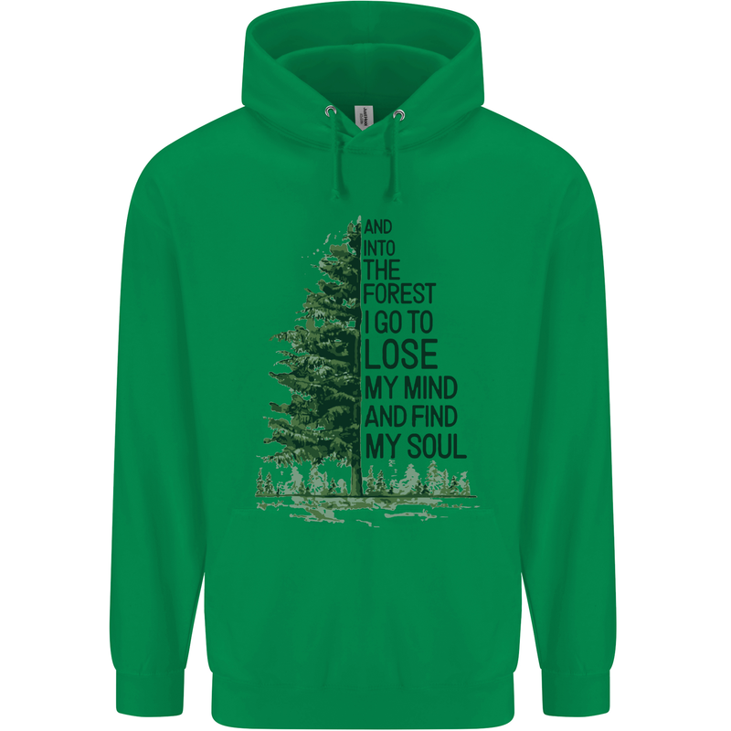 Into the Forest Outdoors Trekking Hiking Mens 80% Cotton Hoodie Irish Green