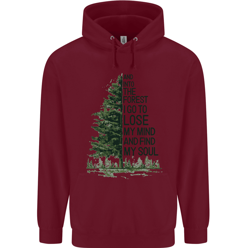 Into the Forest Outdoors Trekking Hiking Mens 80% Cotton Hoodie Maroon