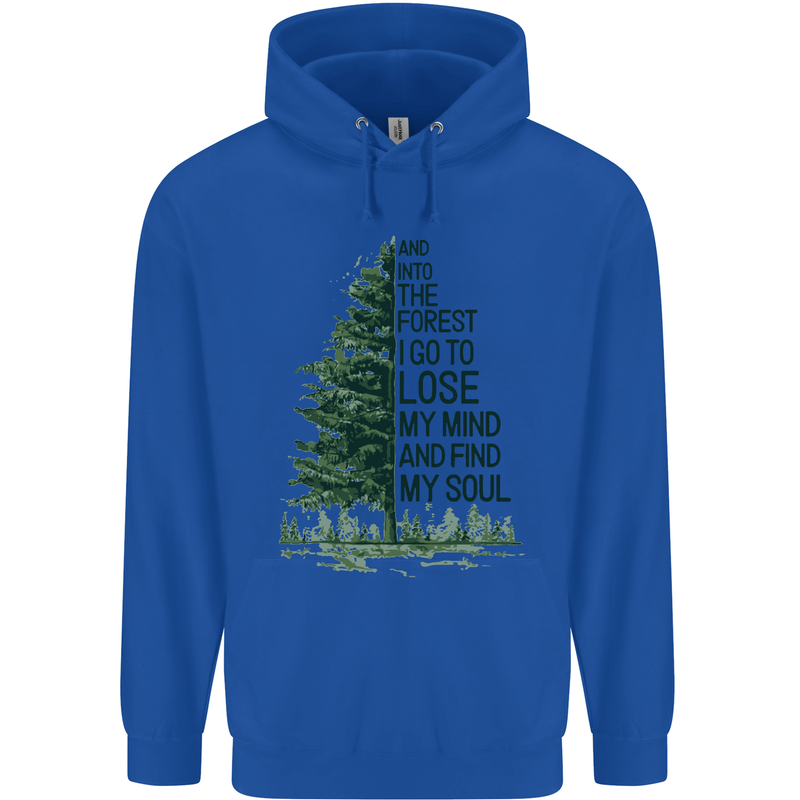 Into the Forest Outdoors Trekking Hiking Mens 80% Cotton Hoodie Royal Blue