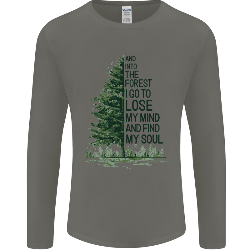 Into the Forest Outdoors Trekking Hiking Mens Long Sleeve T-Shirt Charcoal