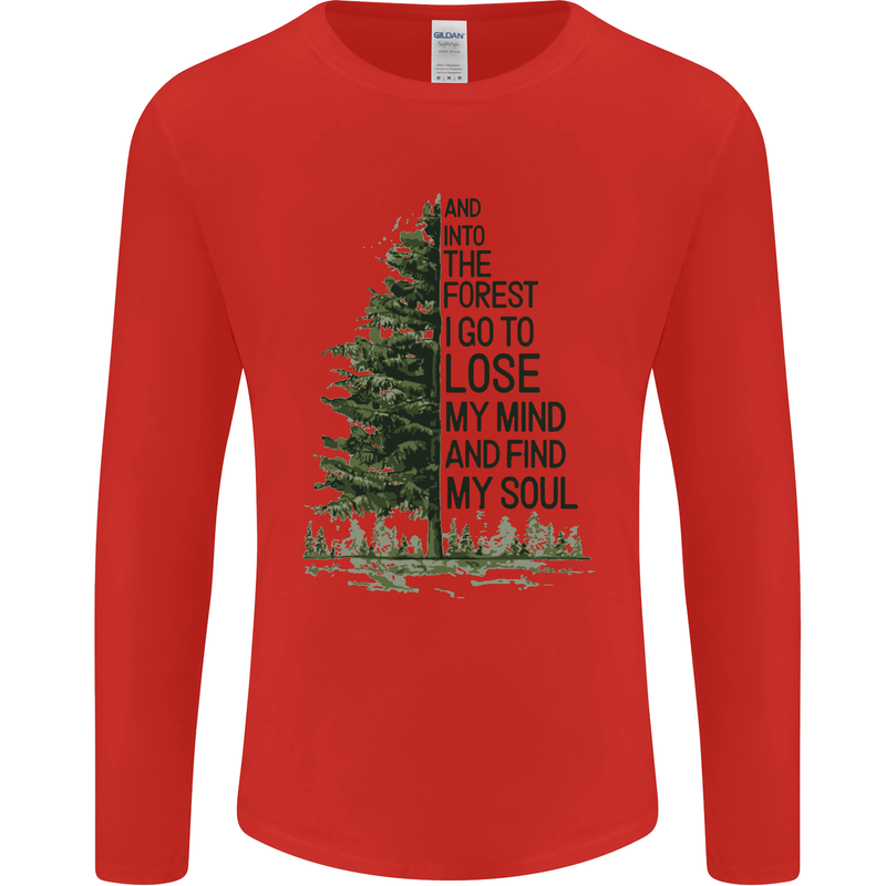 Into the Forest Outdoors Trekking Hiking Mens Long Sleeve T-Shirt Red