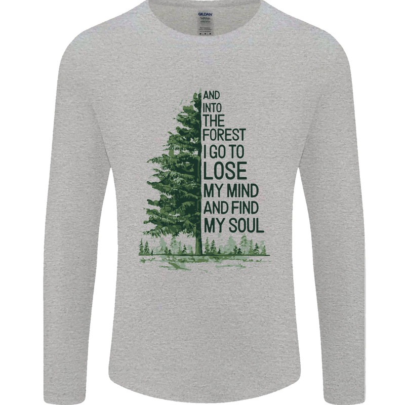 Into the Forest Outdoors Trekking Hiking Mens Long Sleeve T-Shirt Sports Grey