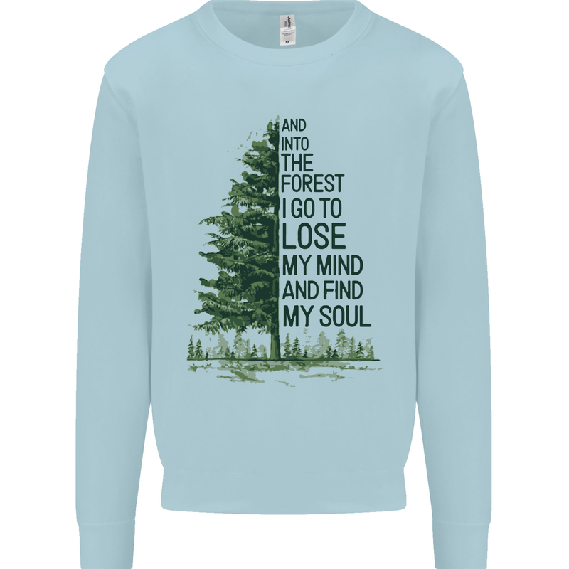 Into the Forest Outdoors Trekking Hiking Mens Sweatshirt Jumper Light Blue