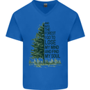 Into the Forest Outdoors Trekking Hiking Mens V-Neck Cotton T-Shirt Royal Blue