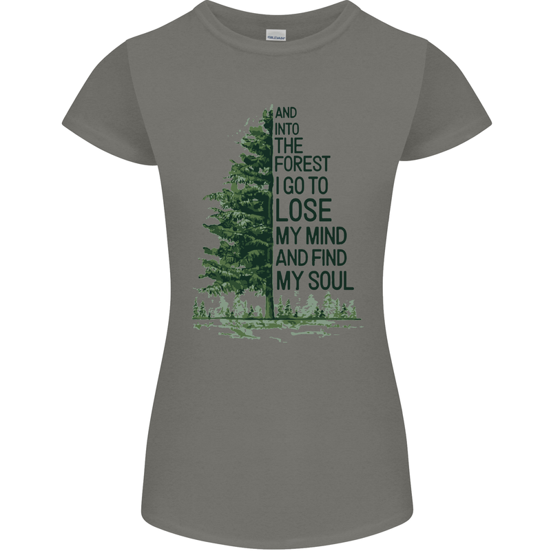 Into the Forest Outdoors Trekking Hiking Womens Petite Cut T-Shirt Charcoal
