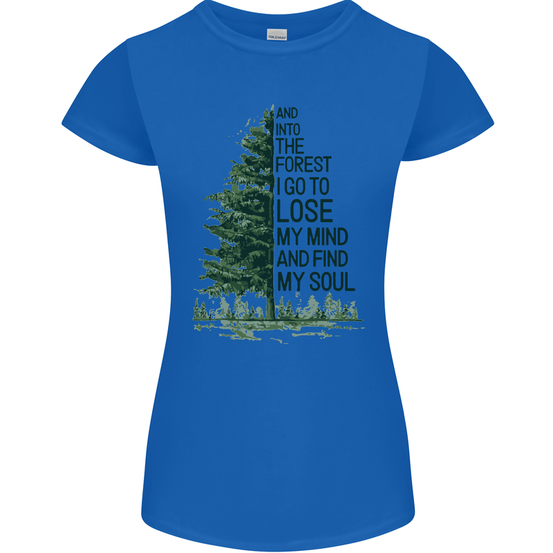 Into the Forest Outdoors Trekking Hiking Womens Petite Cut T-Shirt Royal Blue