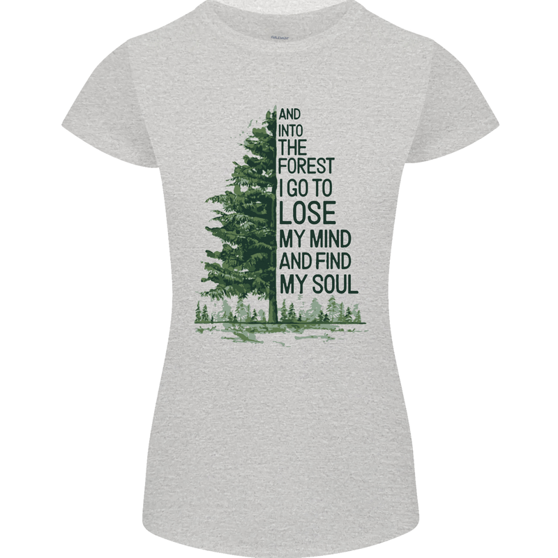 Into the Forest Outdoors Trekking Hiking Womens Petite Cut T-Shirt Sports Grey