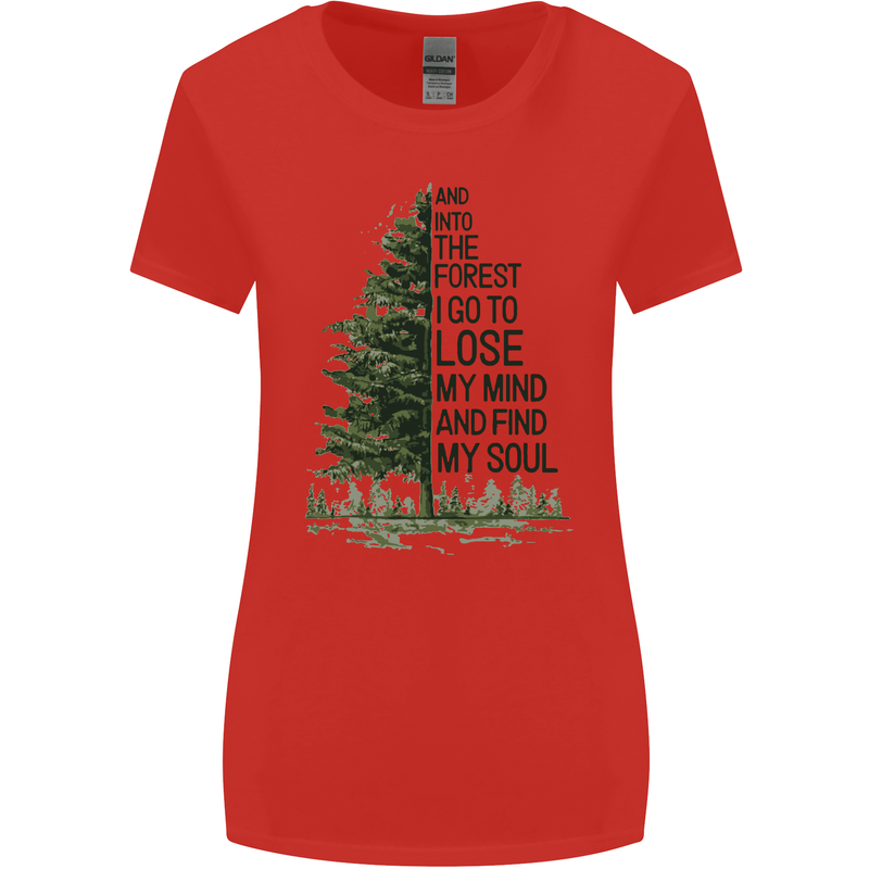 Into the Forest Outdoors Trekking Hiking Womens Wider Cut T-Shirt Red