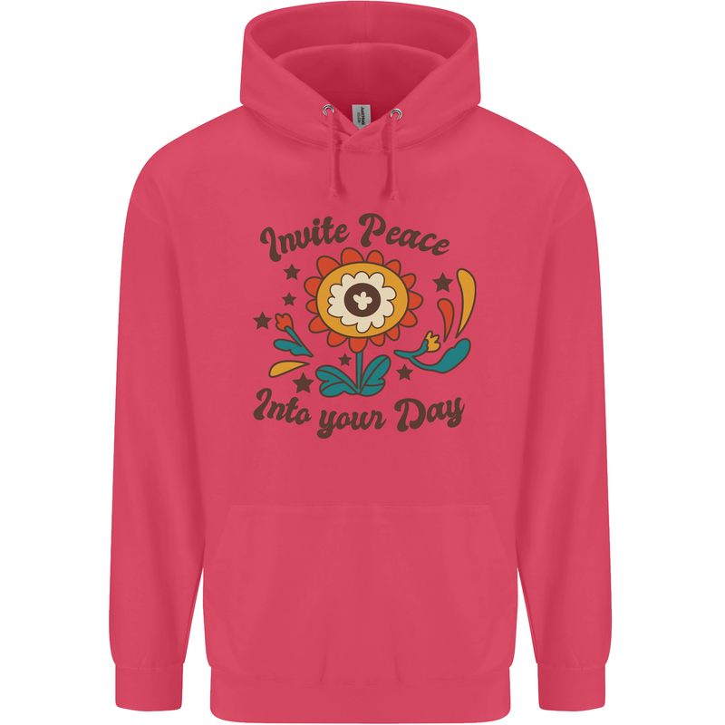 Invite Peace Day Hippy Flower Power Funny Childrens Kids Hoodie Heliconia
