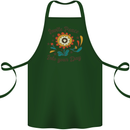 Invite Peace Day Hippy Flower Power Funny Cotton Apron 100% Organic Forest Green