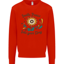 Invite Peace Day Hippy Flower Power Funny Kids Sweatshirt Jumper Bright Red