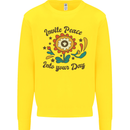 Invite Peace Day Hippy Flower Power Funny Kids Sweatshirt Jumper Yellow
