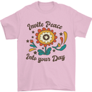 Invite Peace Day Hippy Flower Power Funny Mens T-Shirt Cotton Gildan Light Pink