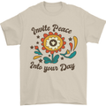 Invite Peace Day Hippy Flower Power Funny Mens T-Shirt Cotton Gildan Sand