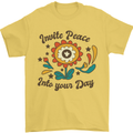 Invite Peace Day Hippy Flower Power Funny Mens T-Shirt Cotton Gildan Yellow