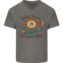 Invite Peace Day Hippy Flower Power Funny Mens V-Neck Cotton T-Shirt Charcoal