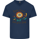 Invite Peace Day Hippy Flower Power Funny Mens V-Neck Cotton T-Shirt Navy Blue